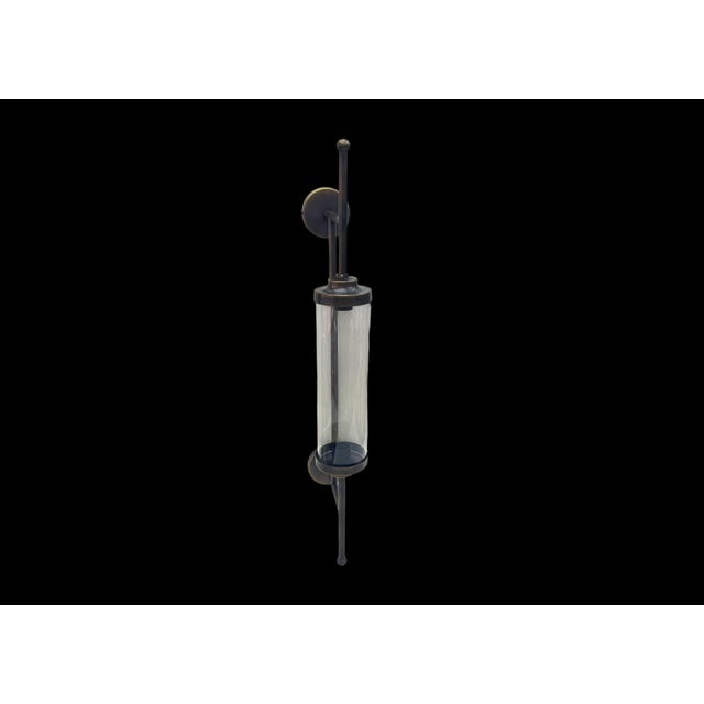 Contemporary Handmade Brass Double Light Glass Tube Wall Sconce For Sale - Image 3 of 17