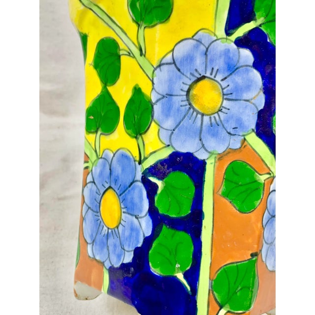 Vintage Colorful Mexican Floral Planter For Sale - Image 11 of 13