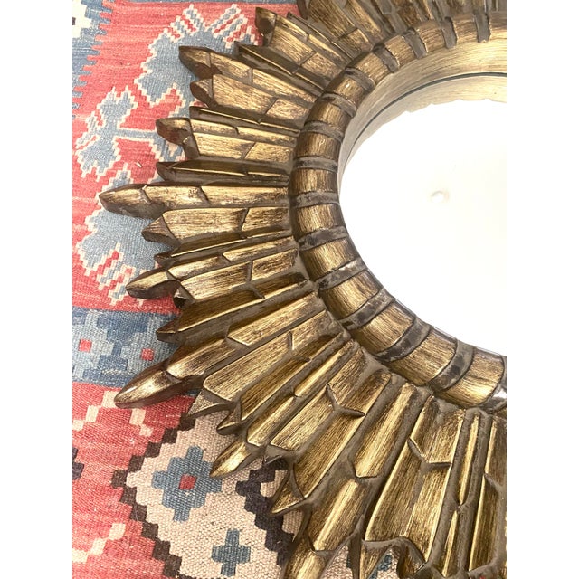 Mid Century Gold Gilt Sunburst Mirror | Chairish