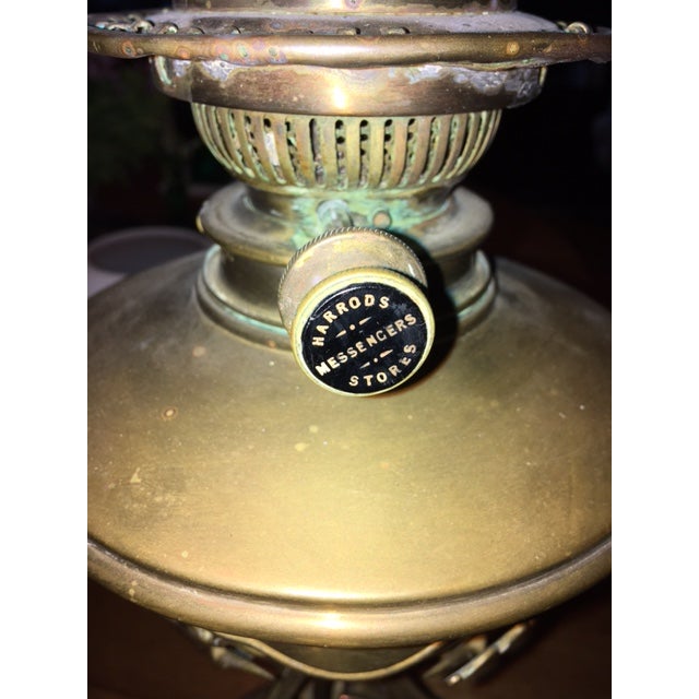 19th Century Art Nouveau Brass Converted Oil Lamp From Messengers For Sale - Image 4 of 17