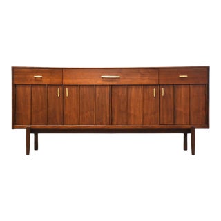 Walnut & Brass Credenza by Ramseur For Sale
