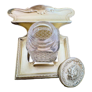 Vintage Brass and Glass Inkwell