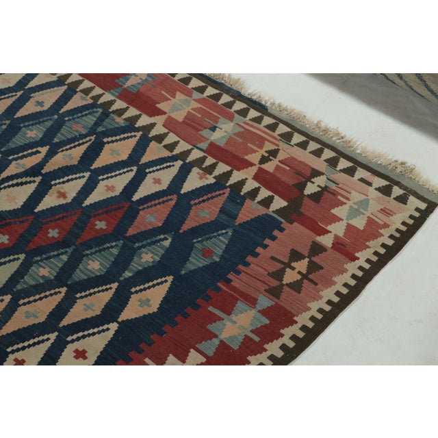 1950s 1950s Vintage Turkish in Red, Blue and Pink Geometric Pattern by Rug & Kilim For Sale - Image 5 of 8