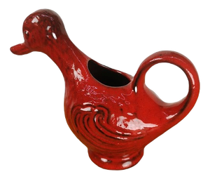Mid-Century Red Glazed Duck Pot