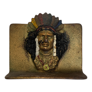 Vintage Indian Chief Bronze Bookend or Door Stop