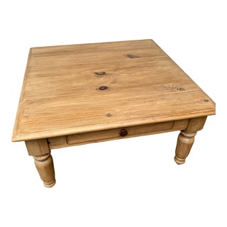 Pine Coffee Table With Drawer For Sale