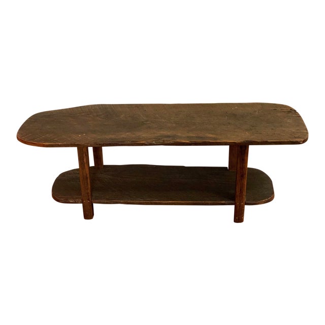 1970s Rustic Reclaimed Wormy Chestnut Coffee Table | Chairish
