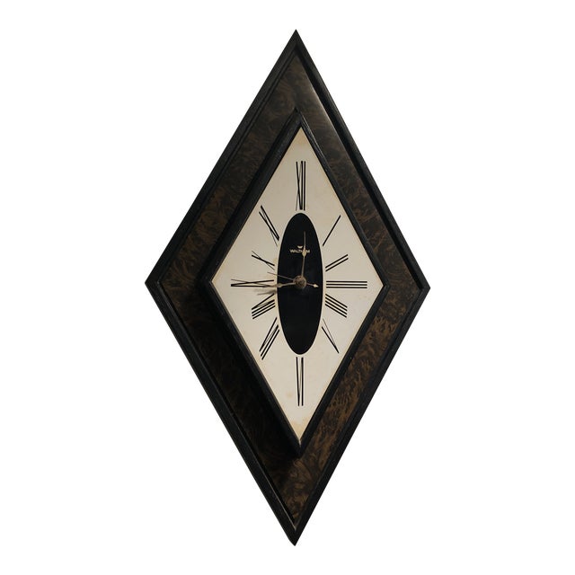 Mid Century Modern Diamond Shaped Waltham Wall Clock For Sale