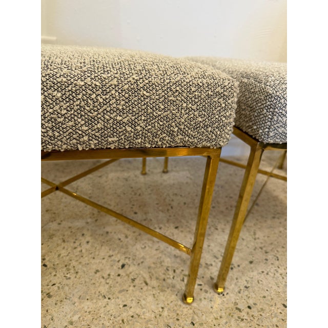 Paul McCobb "X" Base Brass Stools, Pair For Sale In Miami - Image 6 of 8