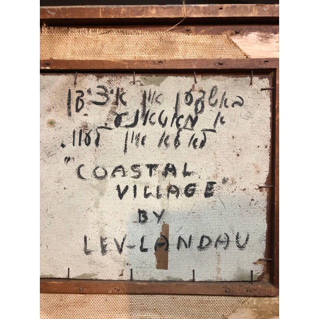 Mid 20th Century Samuel David Lev-Landau, WPA Period "Coastal Village" American Modernist Realism Oil Painting Lev Landau For Sale - Image 5 of 5