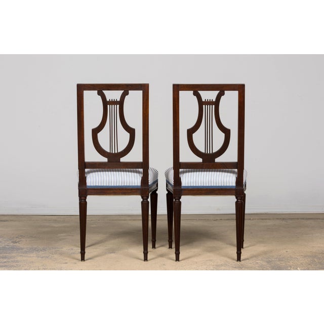 Set of 8 Early 20th Century French Louis XVI Style Mahogany Lyre Back Dining Chairs For Sale - Image 17 of 18