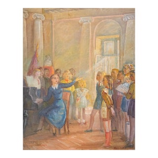Mid-20th Century Original Untitled Oil on Canvas of a Choir Scene, by Artist Boris Anatolievich Sholokhov (Signed) For Sale