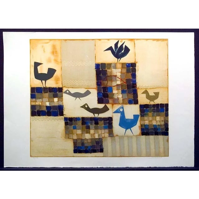 Contemporary 1980s Jean Oosterlynck "Pattern With Fish" Original Signed Unframed Lithograph For Sale - Image 3 of 3