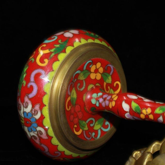 Metal Late 19th Century Cloisonné Enamel Censer With Mountain Lid, 990g For Sale - Image 7 of 9