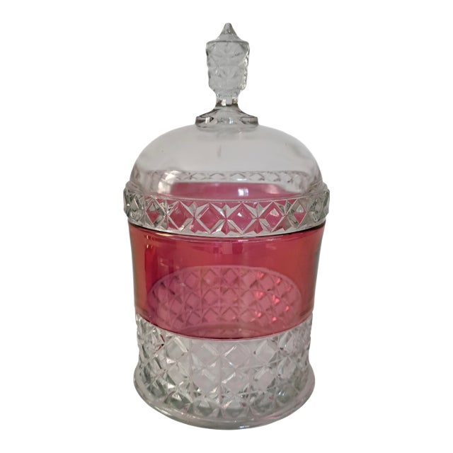 Ripley & Co Eapg Mascotte Ruby Stain Jar Dated 1873 Early American Pattern Glass For Sale