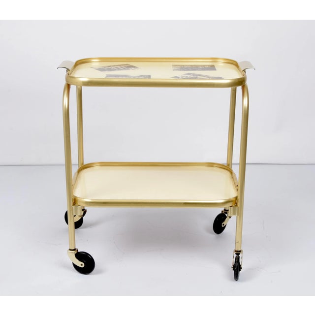 Mid-Century Italian Golden Aluminum & Formica Bar Cart, 1950s For Sale - Image 6 of 18