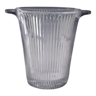 1980s Mikasa "Diamond Fire" Lead Crystal Champagne Ice Bucket | Vintage Ribbed Barware For Sale