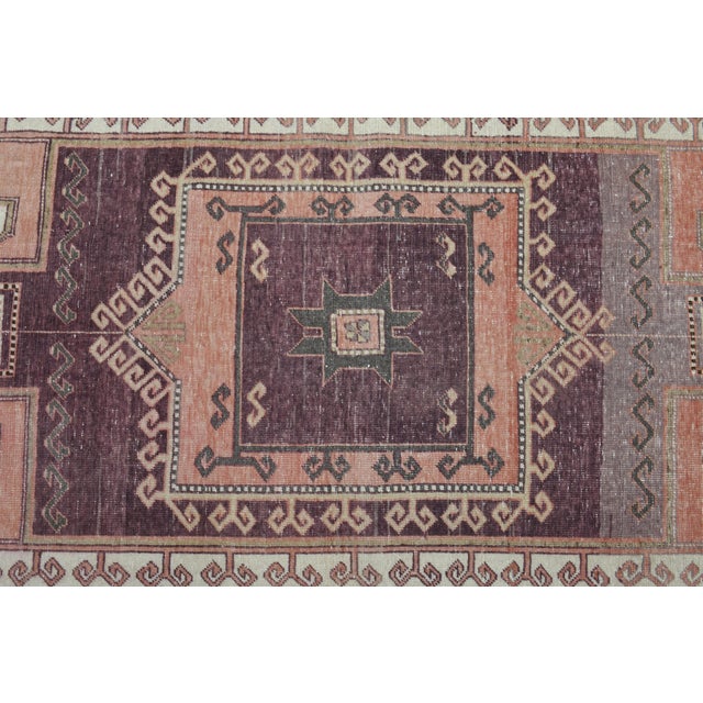 Orange Orange Purple Area Rug Turkish Vintage Oushak Handmade Runner Rug For Sale - Image 8 of 11