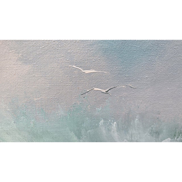 Vintage Mid Century Oil on Canvas Picture Painting Ocean Wave Crashing by Gavin For Sale - Image 14 of 18