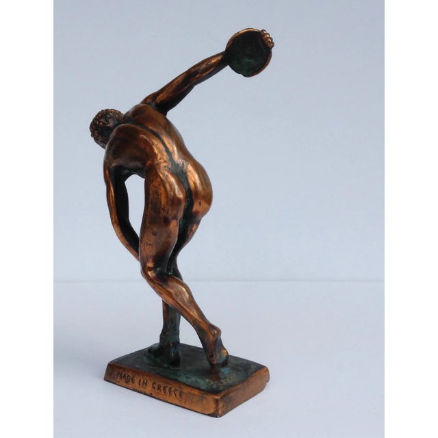 Ceramic Vintage C.1970's Terra-Cotta Plaster & Gilt Grecian Olympic "Discus" Athlete For Sale - Image 7 of 11