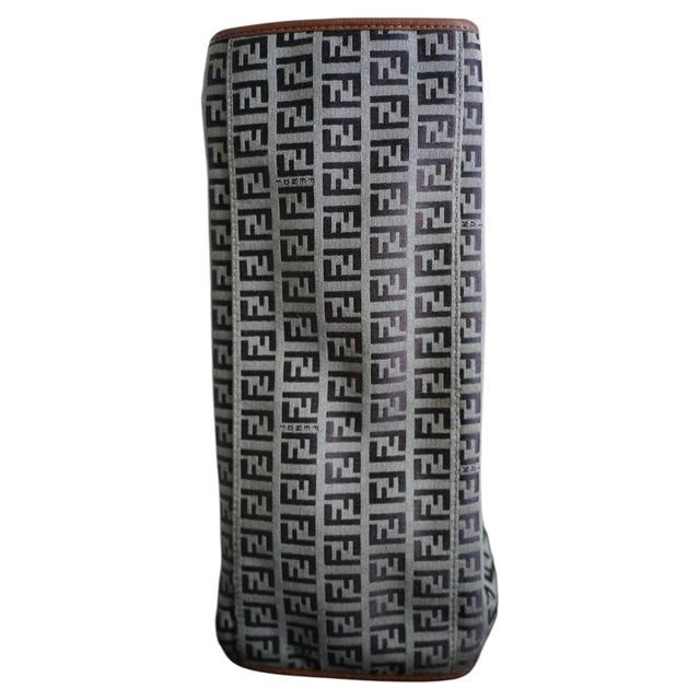 Fendi Zucchino Canvas and Brown Leather Tote Bag – Archival 2006 Edition For Sale - Image 12 of 15