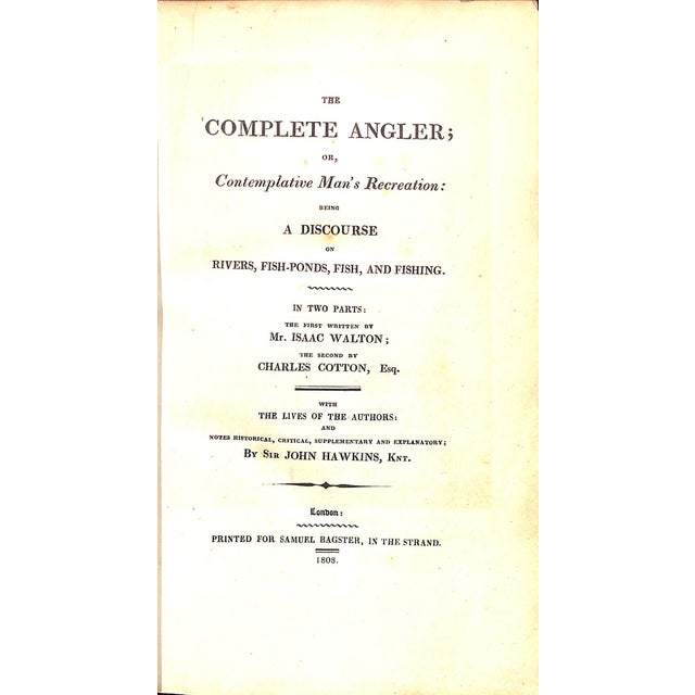 WALTON, Isaak COTTON, Charles [512] pp. Printed For Samuel Bagster 1808 Seventh edition 9 3/8" x 6" The Compleat Angler...