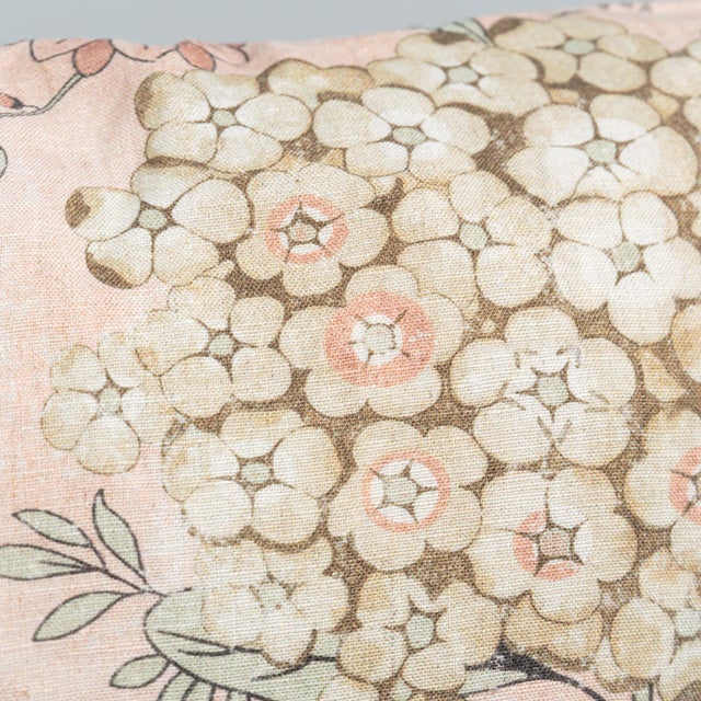 Custom Anna French Villeneuve Chinoiserie Designer Pillow - Blush Linen With Hand-Etched Pheasants & Songbirds - Luxury Feather-Down (20"x20") For Sale - Image 11 of 14