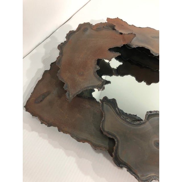 Metal 1970s Artist Signed Brutalist Metal Wall Mirror For Sale - Image 7 of 12