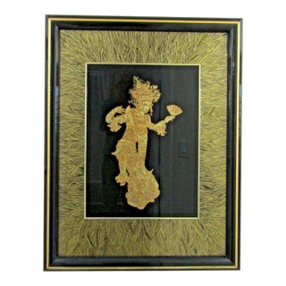 1960s Large Sebet Silverman Verre Églomisé Thai Dancer Gold Leaf Sculptural Wall Art For Sale