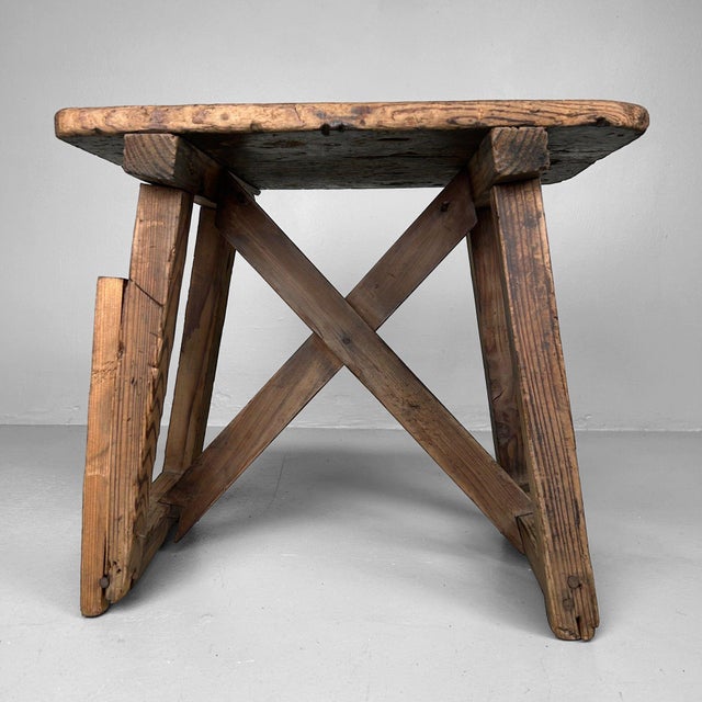 Wood Vintage Japanese Wooden Stool, 1920s For Sale - Image 7 of 12