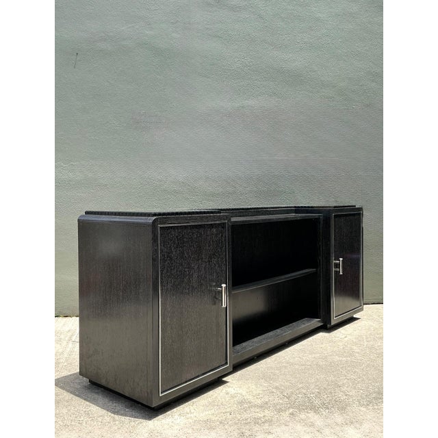 Wood Vintage Ralph Lauren Black Cerused Wood Entertainment Crendenza For Sale - Image 7 of 18