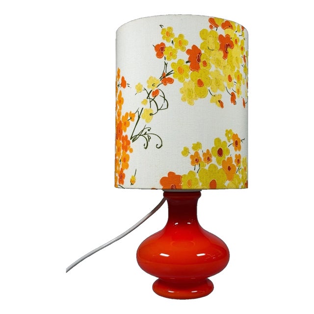 Mid-Century Space Age Table Lamp in Glass, 1970s For Sale