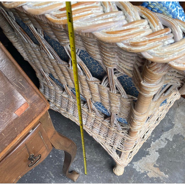 Wood 1980s Wicker & Rattan Relaxing Chair With Matching Ottoman For Sale - Image 7 of 12