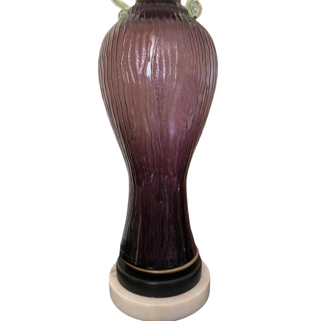 Mid-Century Modern Italian Amethyst Art Glass Table Lamps, 1960s, Set of 2 For Sale - Image 3 of 7
