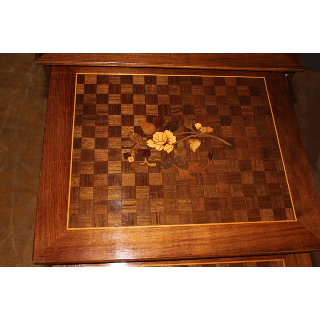 Nesting Tables in Floral Marquetry, 1900s, Set of 4 For Sale - Image 14 of 18