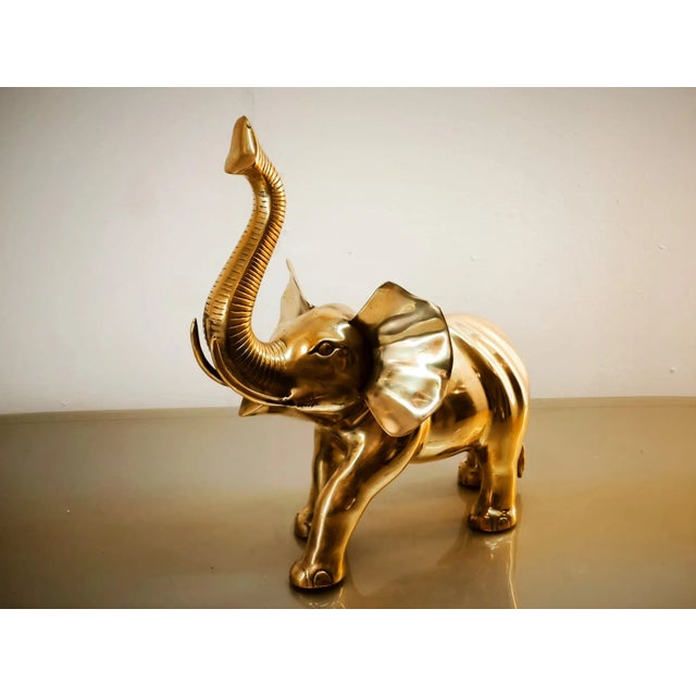 Vintage Gold Brass Elephant For Sale - Image 9 of 10