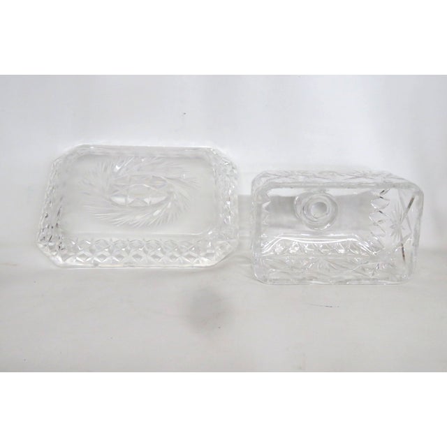 Transparent 1940s Crystal Butter Dish Clear Cut Glass Lidded Serving Plate For Sale - Image 8 of 18