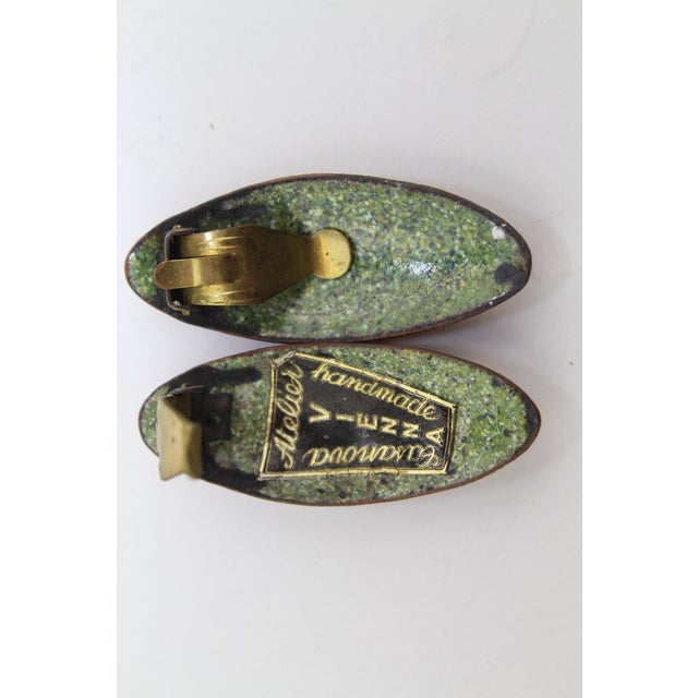 Mid-Century Modern Enamel Earclips from Atelier Casanova, 1950s, Set of 2 For Sale - Image 3 of 5