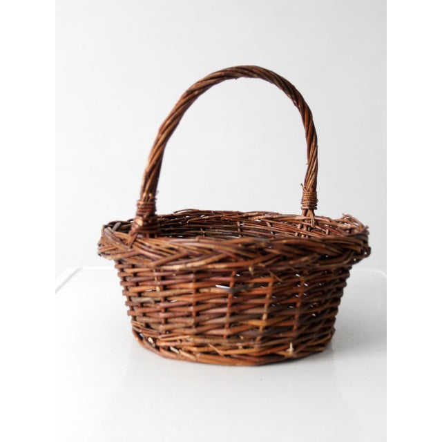 Vintage Wicker Gathering Basket For Sale - Image 9 of 14