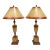 Vintage Neoclassical Faux Marble Painted Wooden Table Lamps With Matching Shades - a Pair For Sale