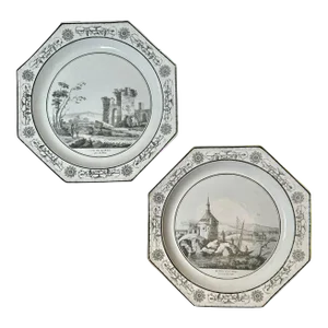 French Creil Theo's Plates - a Pair