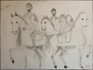Contemporary Charcoal Drawing on 100% Cotton Paper, 56 X 76 Cm. Marcus Aurelius