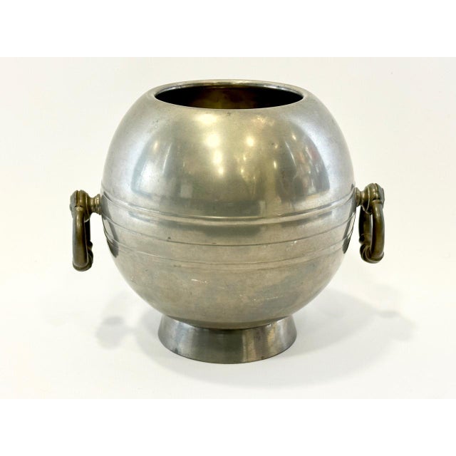 Swedish Art Deco Pewter Globe Vase with Handles from GAB, 1935 For Sale - Image 4 of 18