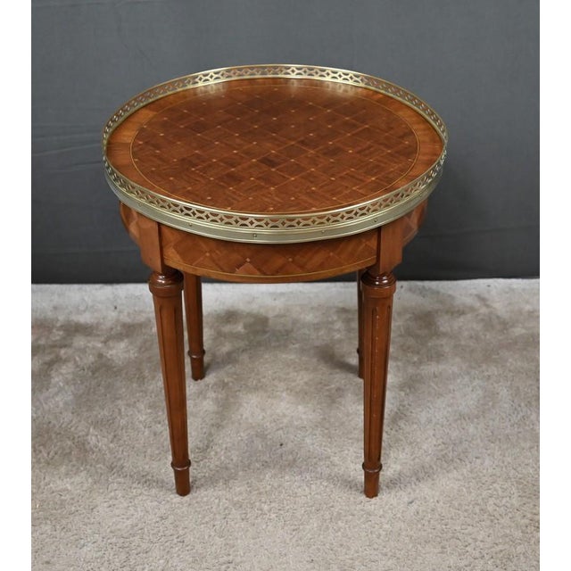 Wood Small Marquetry Hot Water Bottle Table, 20th Century For Sale - Image 7 of 14