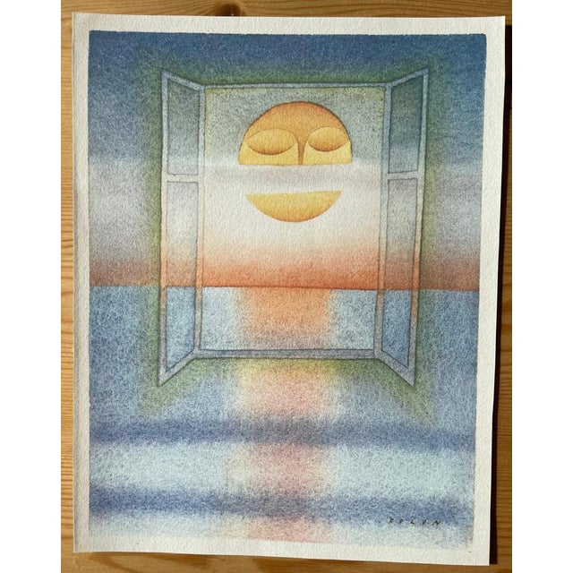 Jean-Michel Folon (1934-2005) The Sleeping Moon Color heliogravure Signed in the plate On vellum, 18 x 24 cm (approx. 7 x...