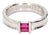 18k White Gold Tiffany & Co. Band With Two Channel Set Ruby Baguettes, Size 5.75 For Sale