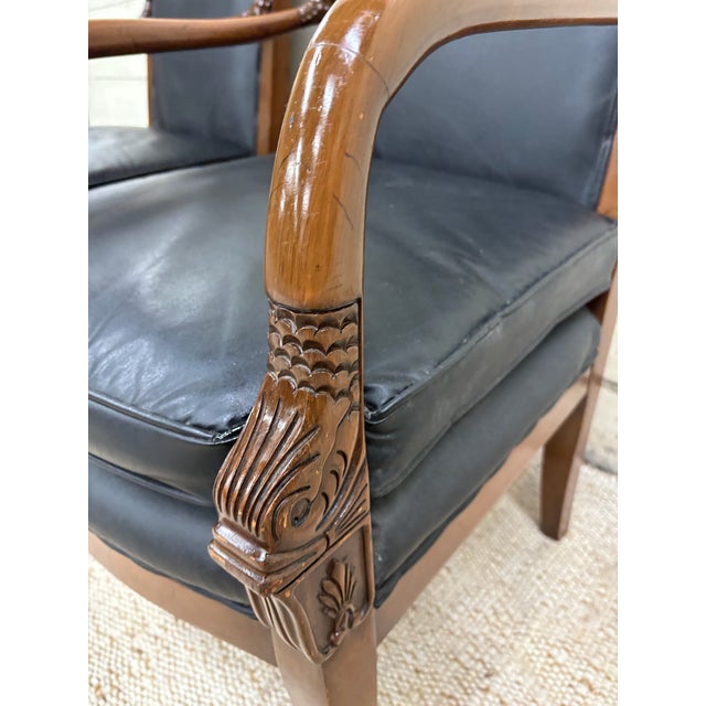 French Vintage French Empire Charles X Style Consulate Master Armchairs - Pair For Sale - Image 3 of 11