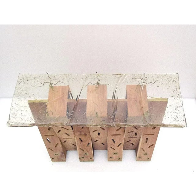 Console Table in Exotic Wood with Resin Top, 1990s For Sale - Image 6 of 13