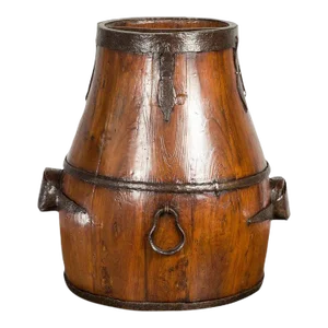 19th Century Chinese Qing Dynasty Period Pear-Shaped Wooden Grain Basket