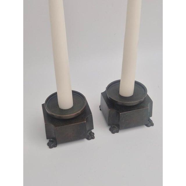 Swedish Grace Bronze Candleholders by Jacob Ängman for GAB, 1920s, Set of 2 For Sale - Image 10 of 11